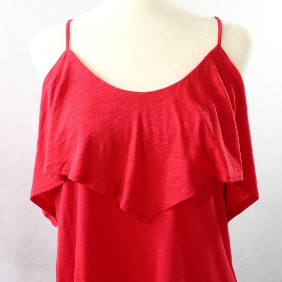 NEW HARLOWE & GRAHAM RED Ruffled Cami Top Sz M - Picture 3 of 8